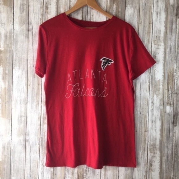 NFL Tops - NFL Atlanta Falcons Women’s Large Red Graphic Tee Faux Stitch Football Fan Shirt